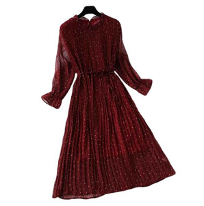 Szyfonowa sukienka w kropki vintage plisowana S-XXL